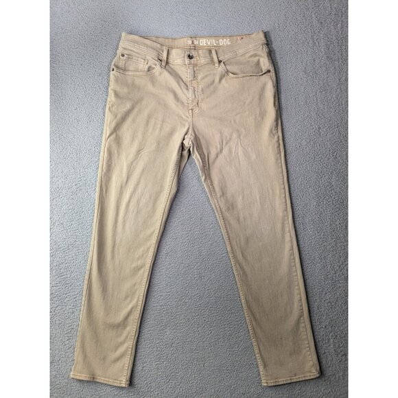 Devil Dog Athletic Pants 36x34 (Fits 37x32.5) Sanforized Shrunk Jeans Style Tan - Picture 1 of 16